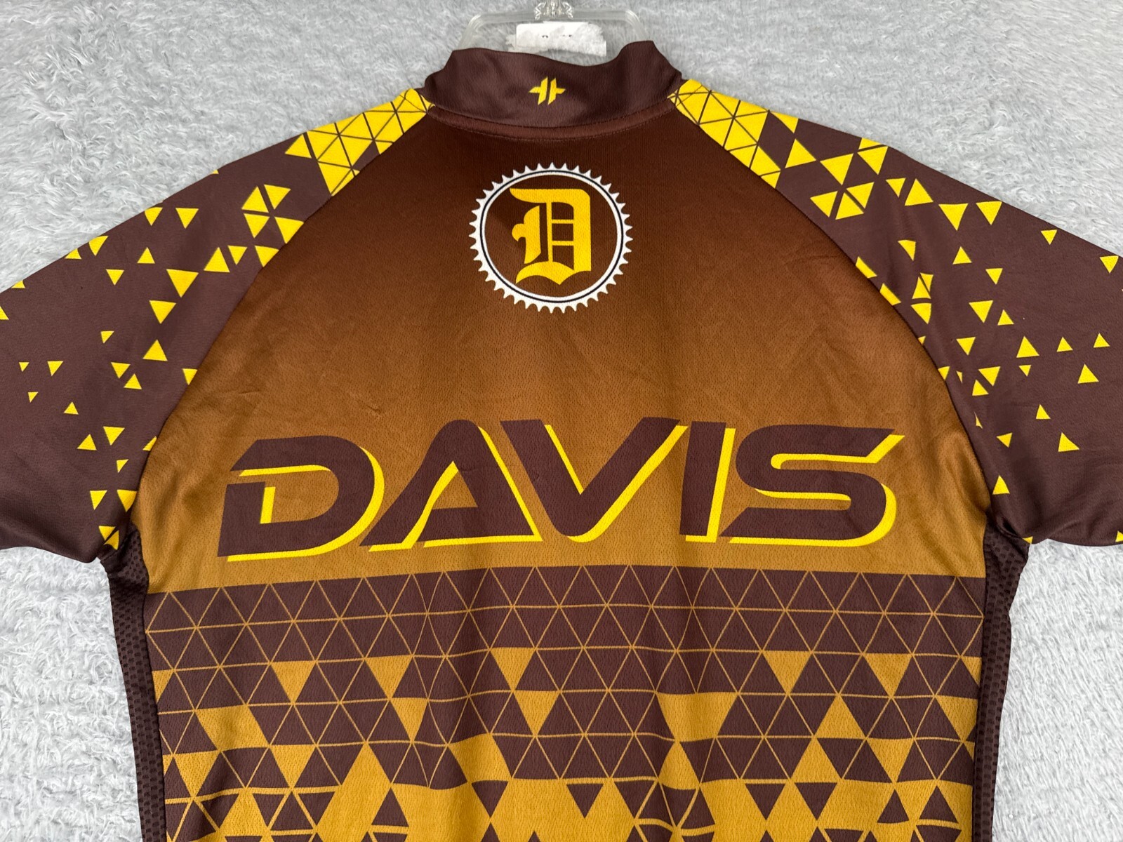 Hyperthreads Cycling Jersey Women Large Brown Yellow Davis Full ZIp Polyester