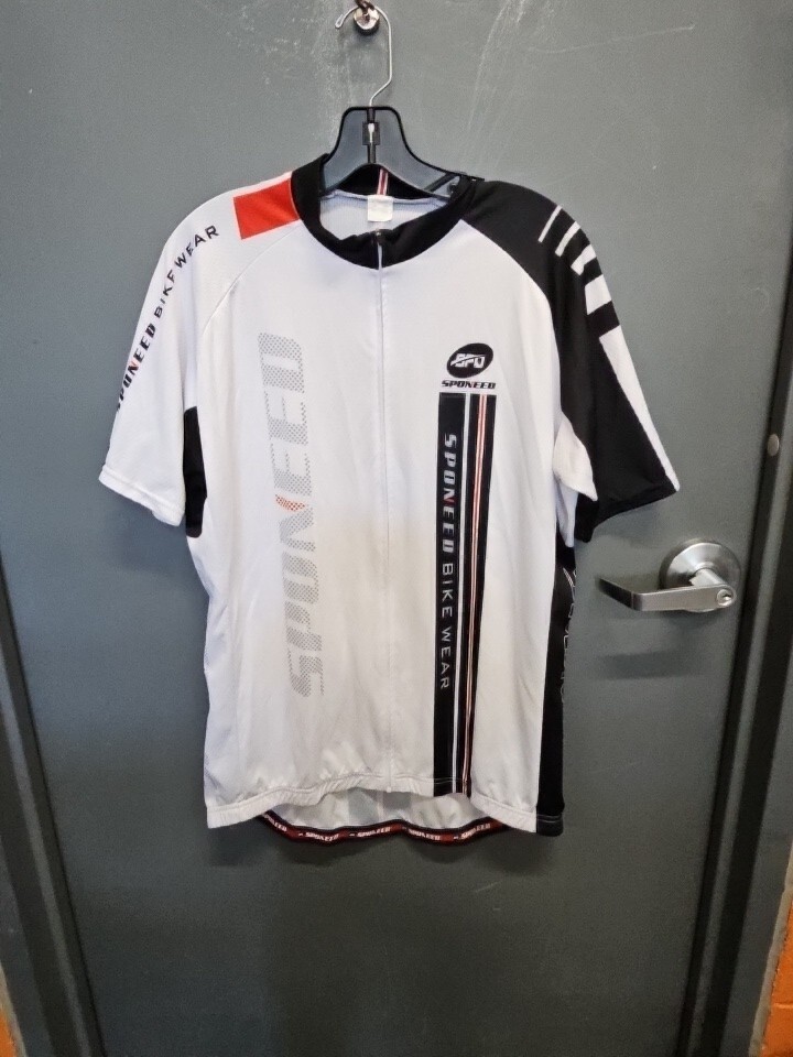 Mens Sponeed Bike Wear Full Zip Shirt White Black And Red Sz XXL
