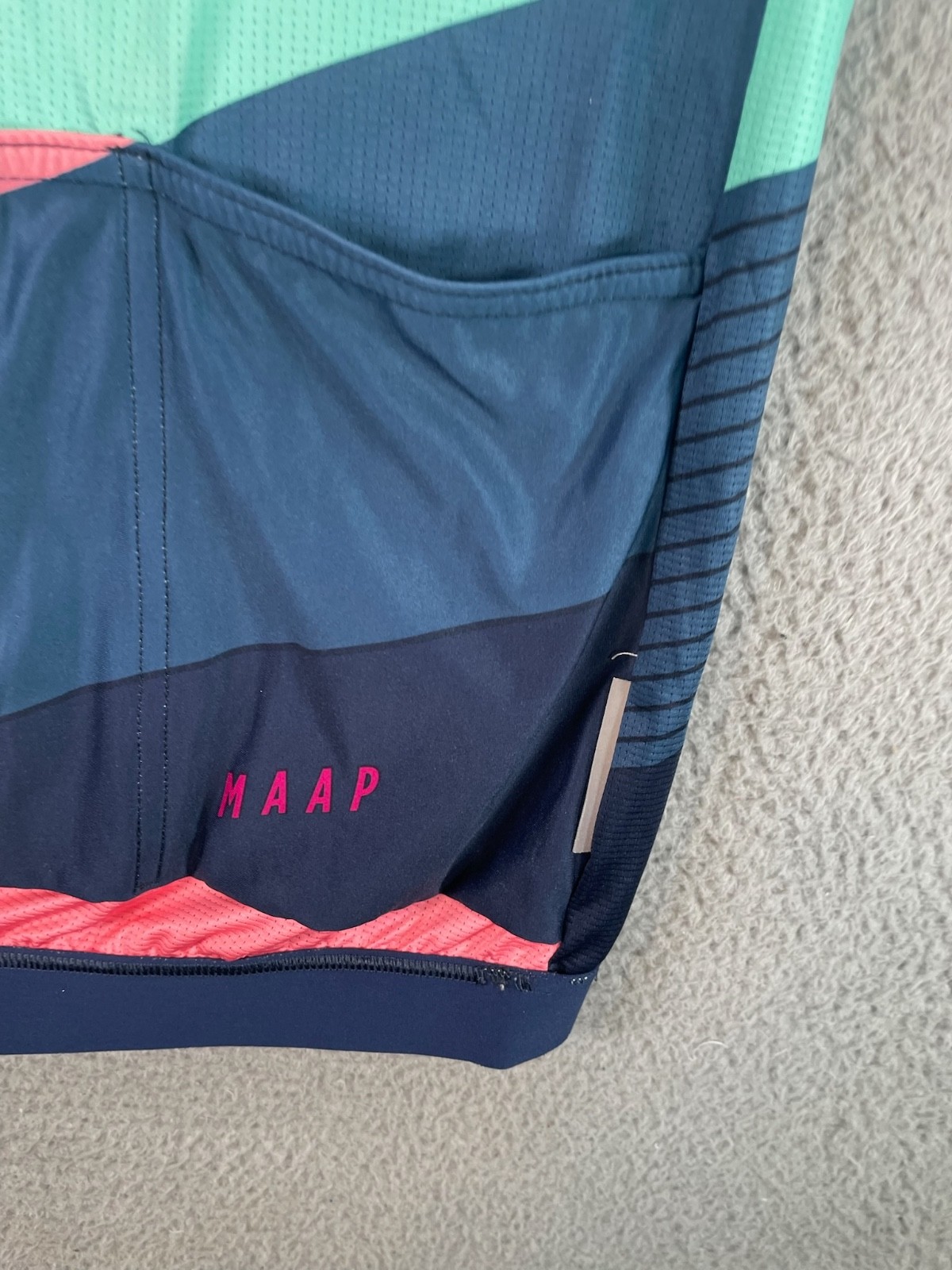 MAAP Cycling Jersey Womens Extra Small Green Colorful Color block Pockets Bikel