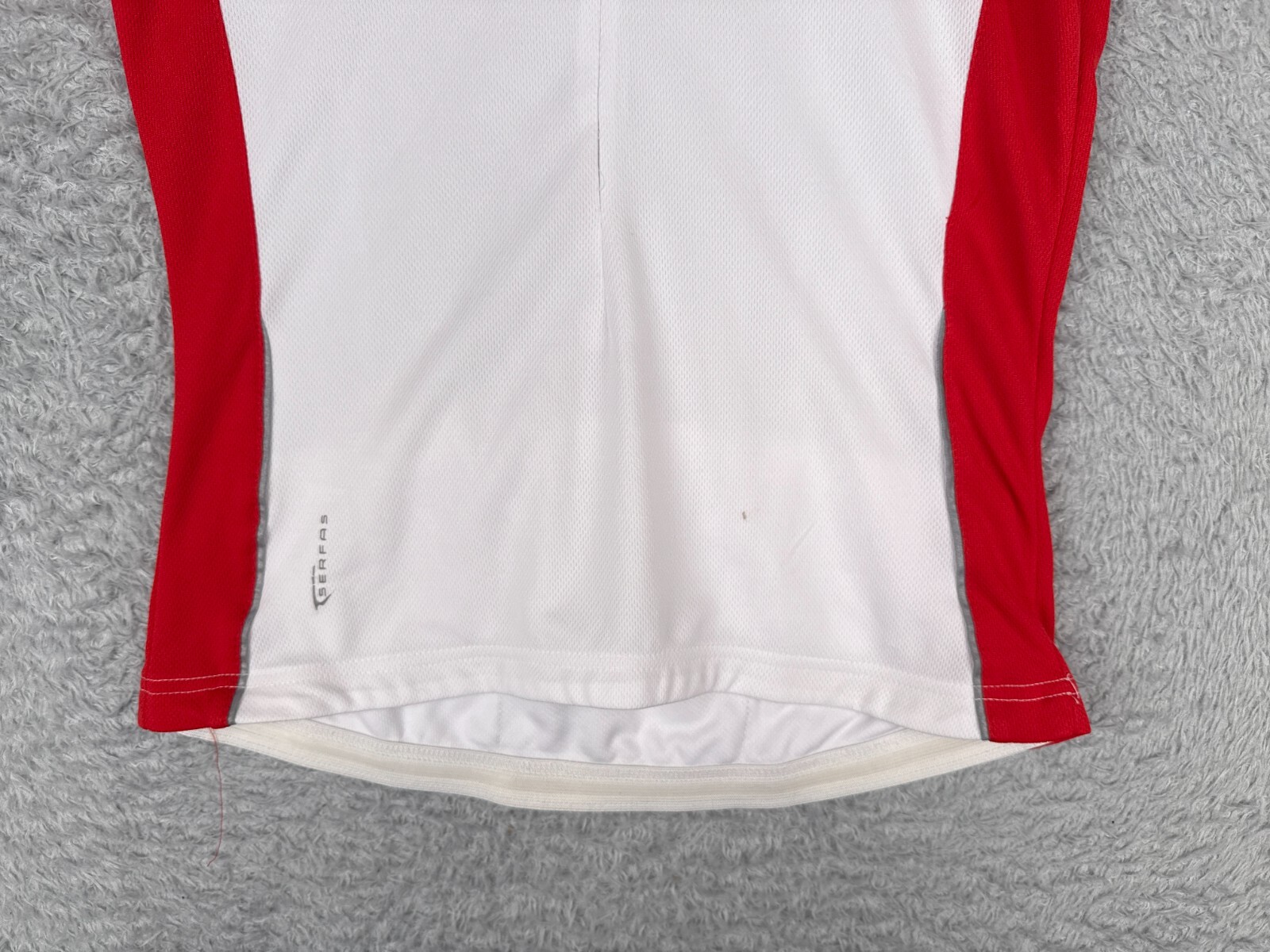 Serfas Cycling Jersey Womens Medium Red White 1/2 Zip Polyester Mesh Pockets