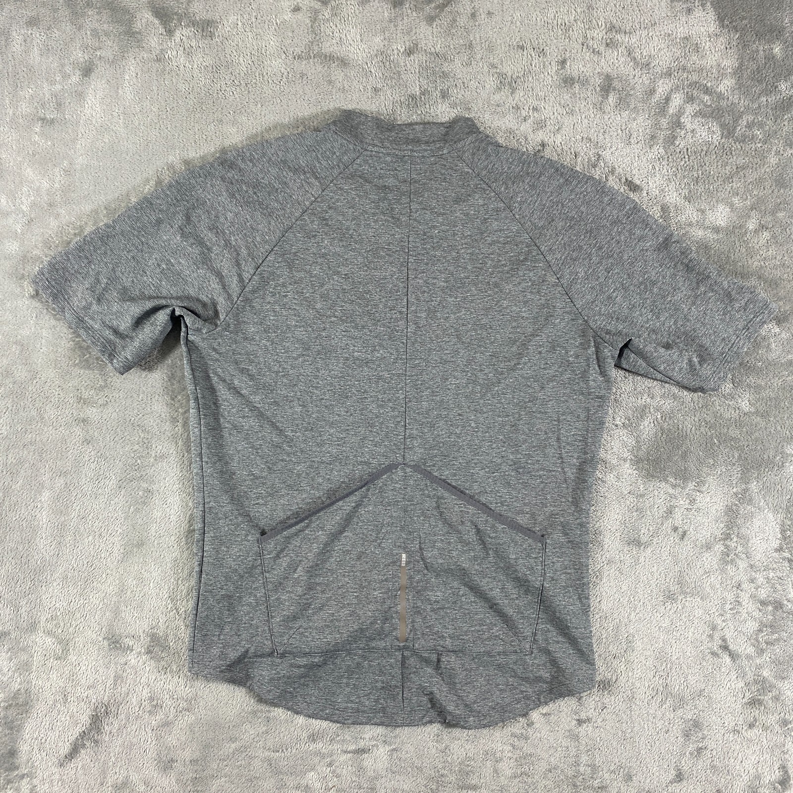 REI Co Op Cycling Jersey Mens M Gray Short Sleeve Full Zip Pockets Polyester