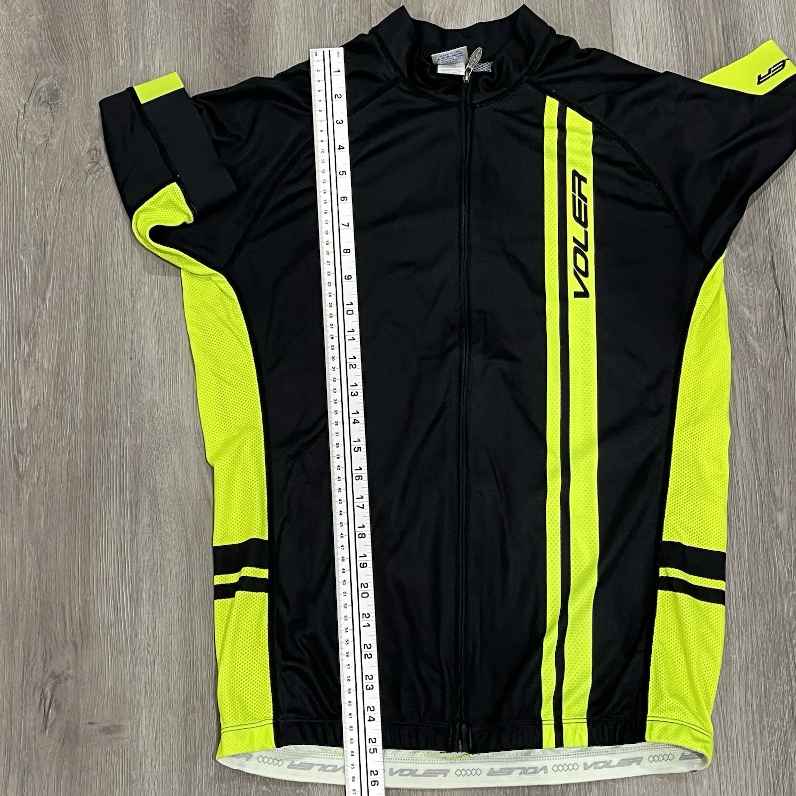 VOLER Neon Green Black Men’s Full Zip Lightweight Cycling Jersey Size XL