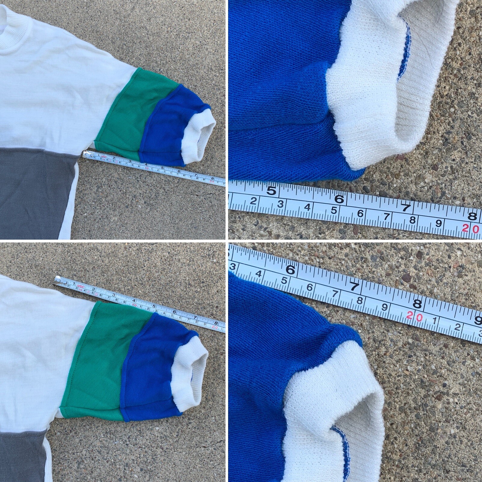 Vintage Sportif Cycling Jersey Color Block White Gray Blue Green XS or S ?