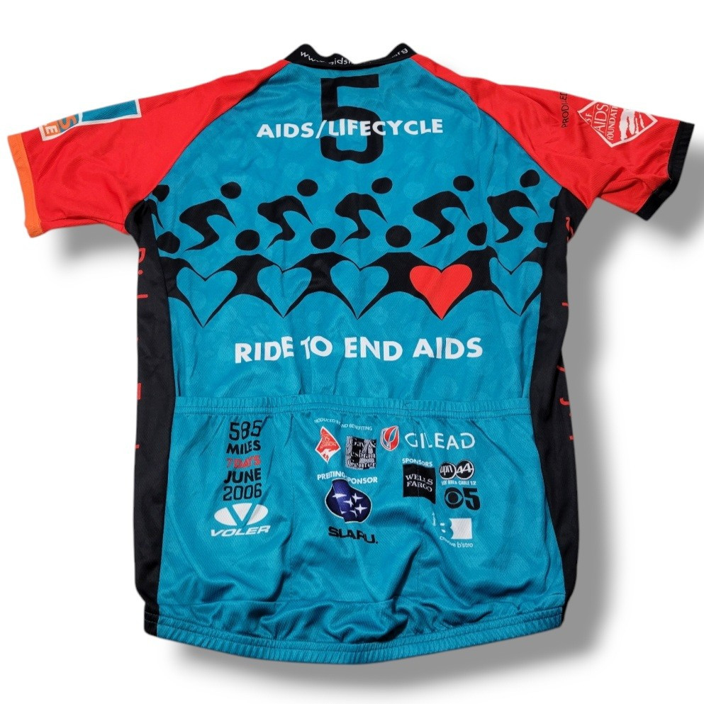 Voler Jersey Size Large Aids / Lifecycle Cycling Jersey Cyclist Ride To End AIDS