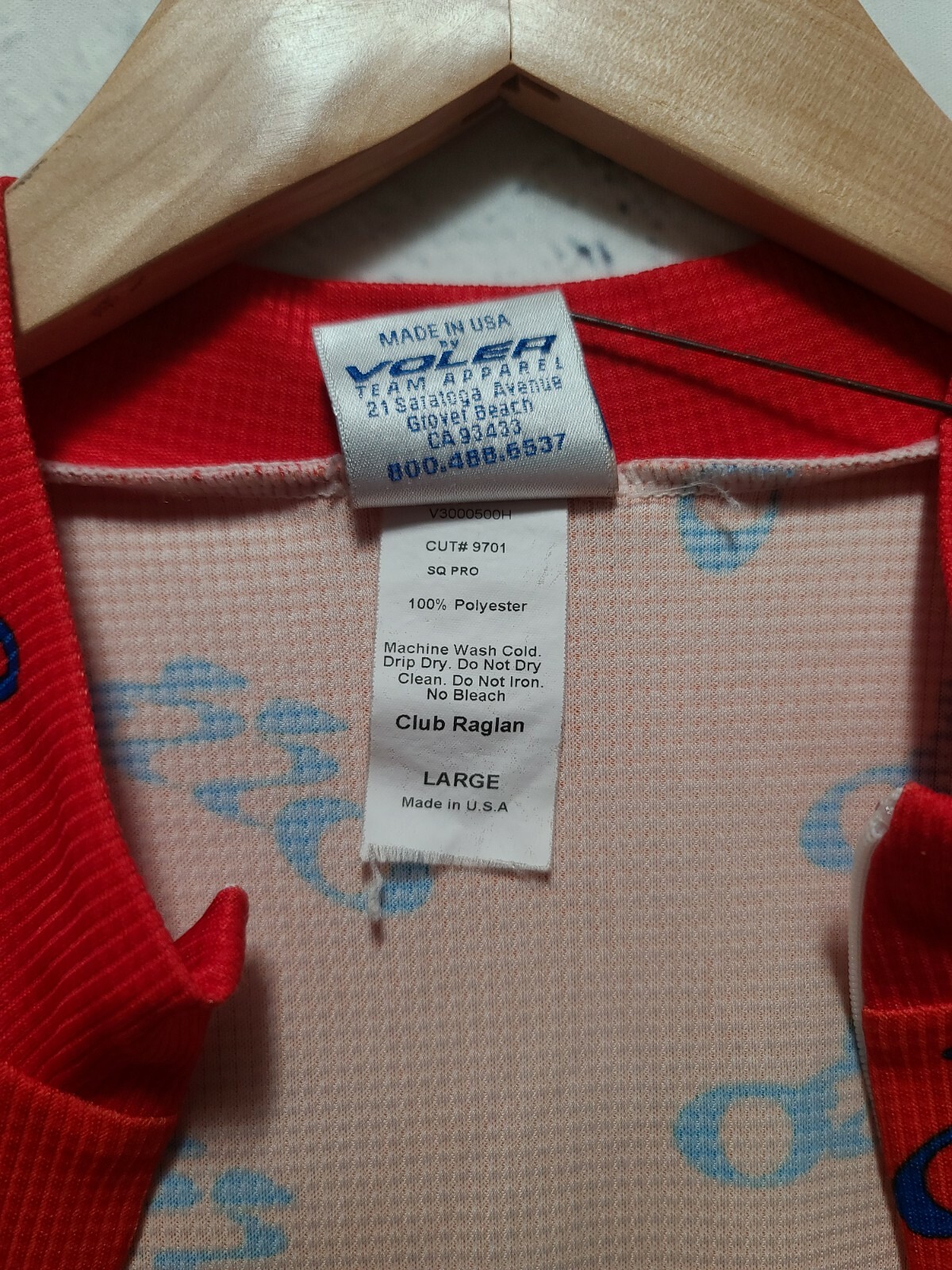 Men’s Club Raglan Cyclist VOLER Jersey Size Large L LG Colorado Tandem Club B10
