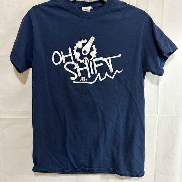 Oh Shift Unisex Cotton Cycling Short Sleeve T-Shirt w/Bike Gear Size Small