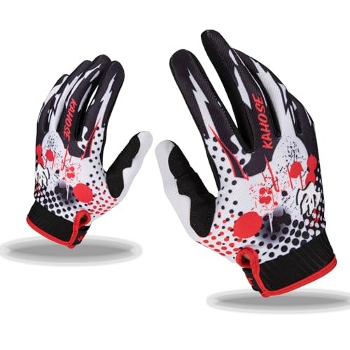 Unisex Dirt Bike Gloves, Full Finge Touchscreen Motorcycle X-Large Black/Red01
