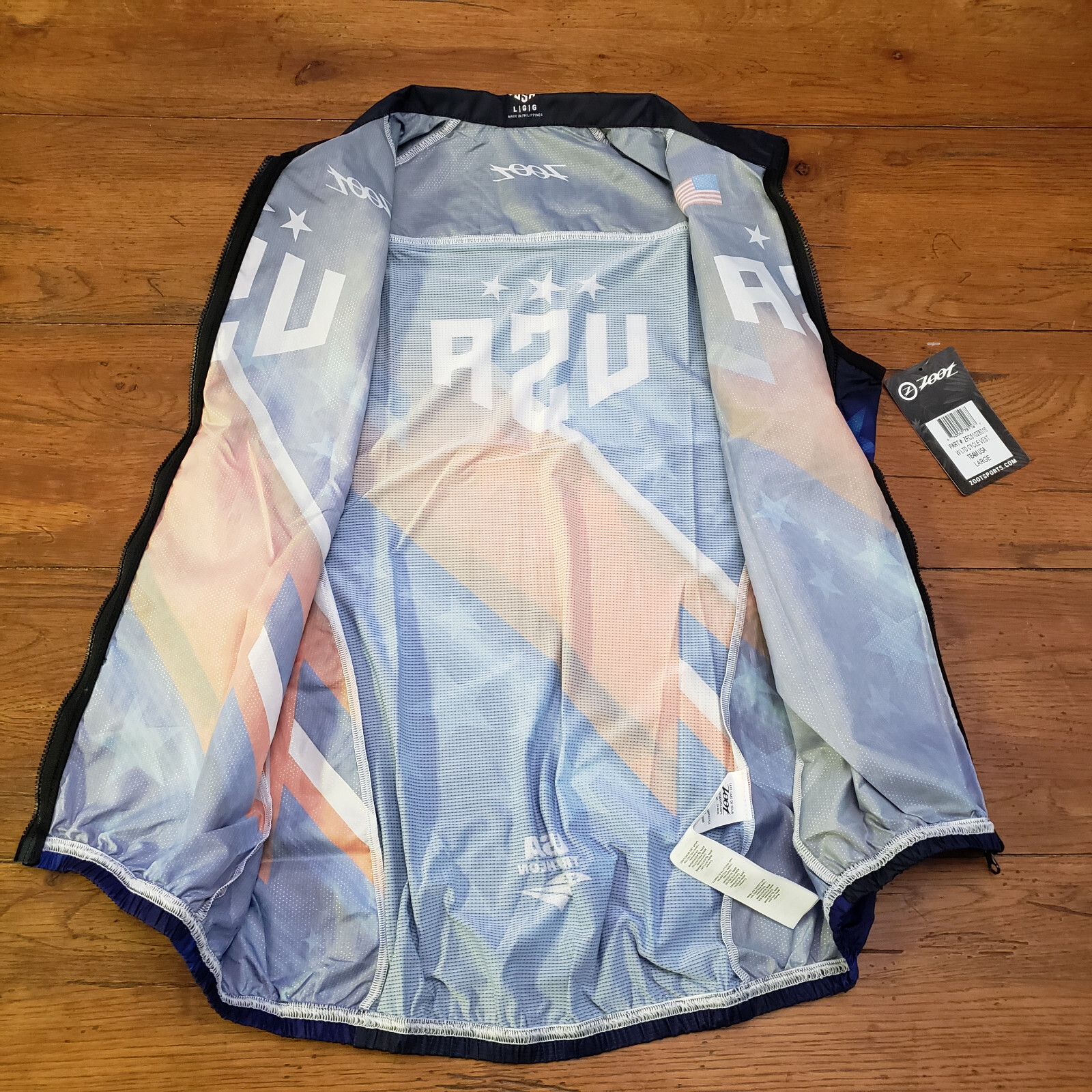 Zoot Womens Medium Ltd Cycle Vest Team USA Windbreaker Gilet Red White Blue M