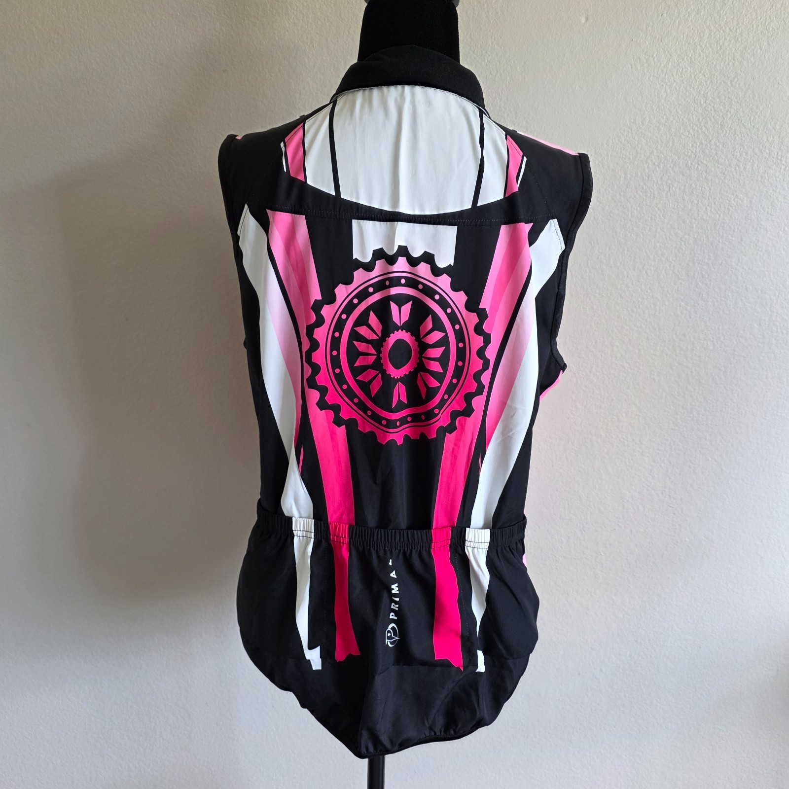 Primal Women’s Cycling Jersey Full Zip Bright Pinks Black Sleeveless Size M