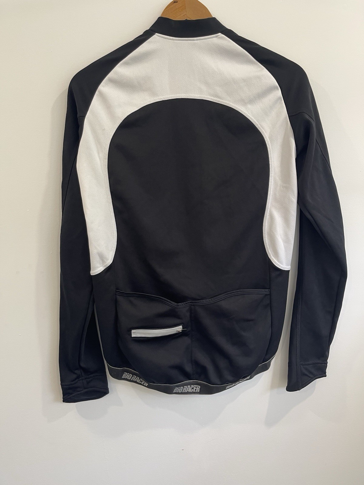 Bio Racer Black Cycle Long Sleeve Jersey Top Full Zip Size XL EUC Back Pockets