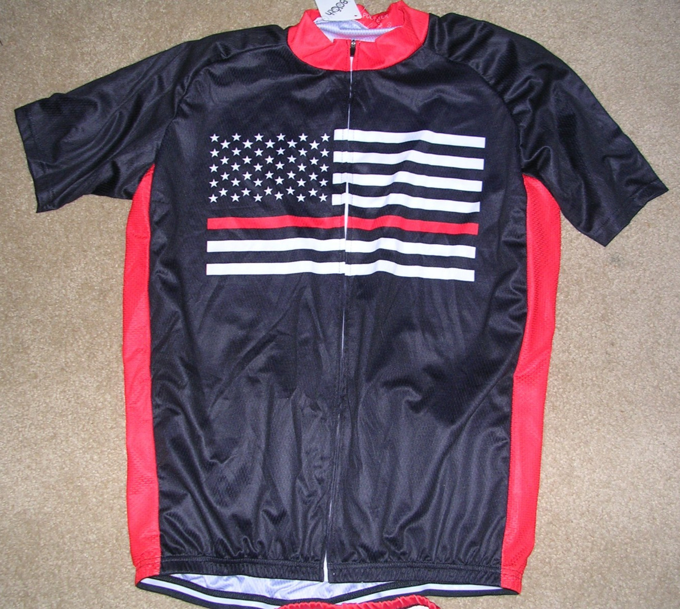 BICYCLE BOOTH MEN’S MATCHING PATRIOTIC JERSEY XXL AND SHORTS XL NEW WITH TAGS