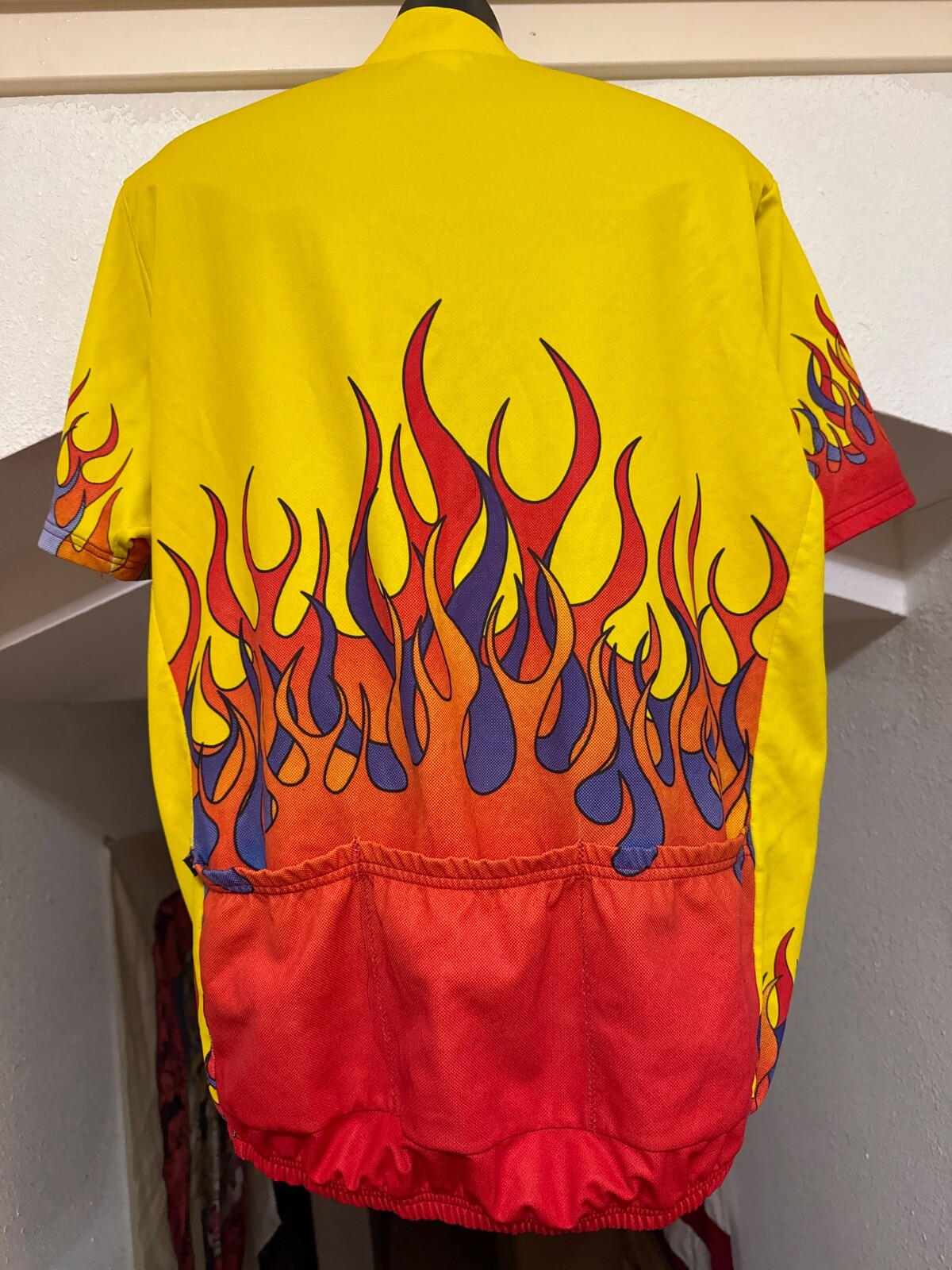 Pace Sportswear Cycling Bike Jersey Multi-Color Flames Full Zip XXL