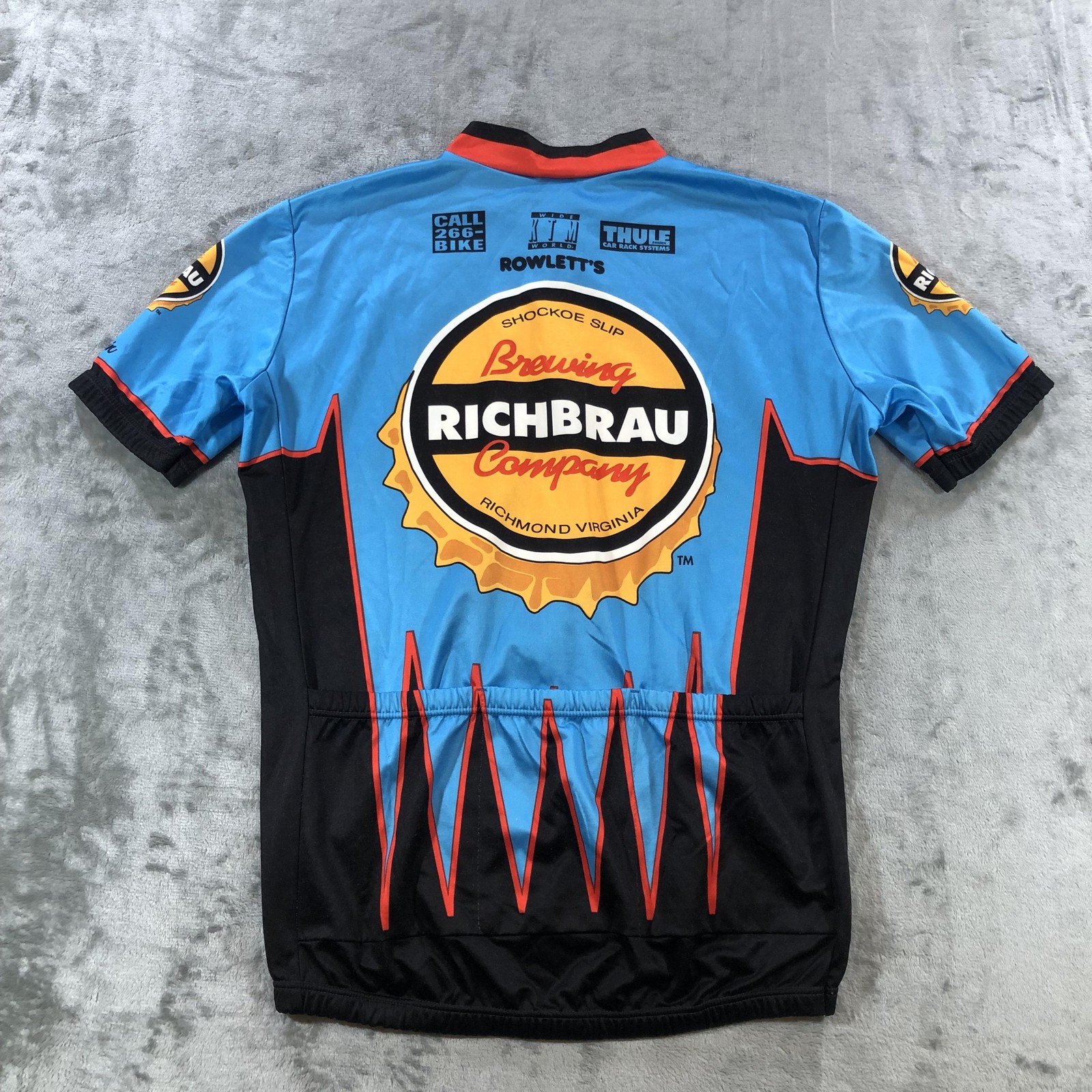 Giordana Cycling Jersey Mens XXL Blue Richbrau Brewing Beer Full Zip Shirt Bike