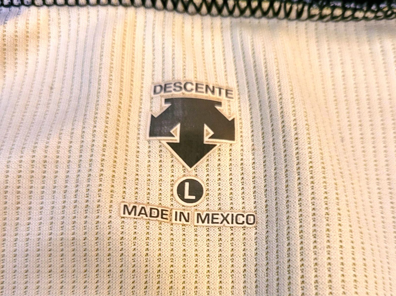 Descente Cycling Jersey Large Full Zip Rear Pockets Grn Blk Wht Free Shipping