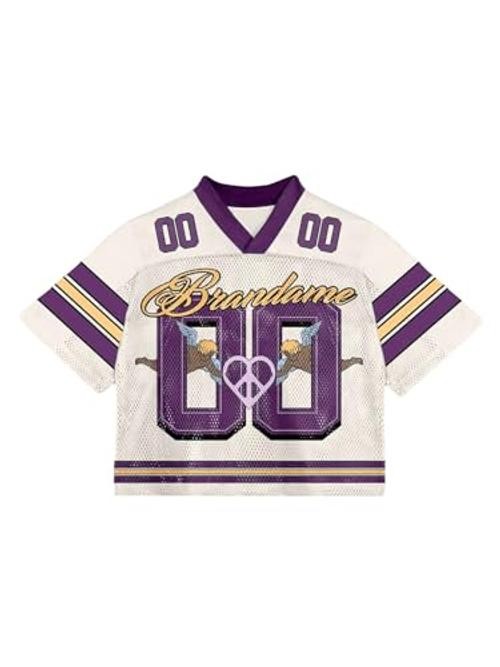 Men’s Y2K Mesh Jersey Shirts V Neck Half Sleeve Number X-Large Purple White