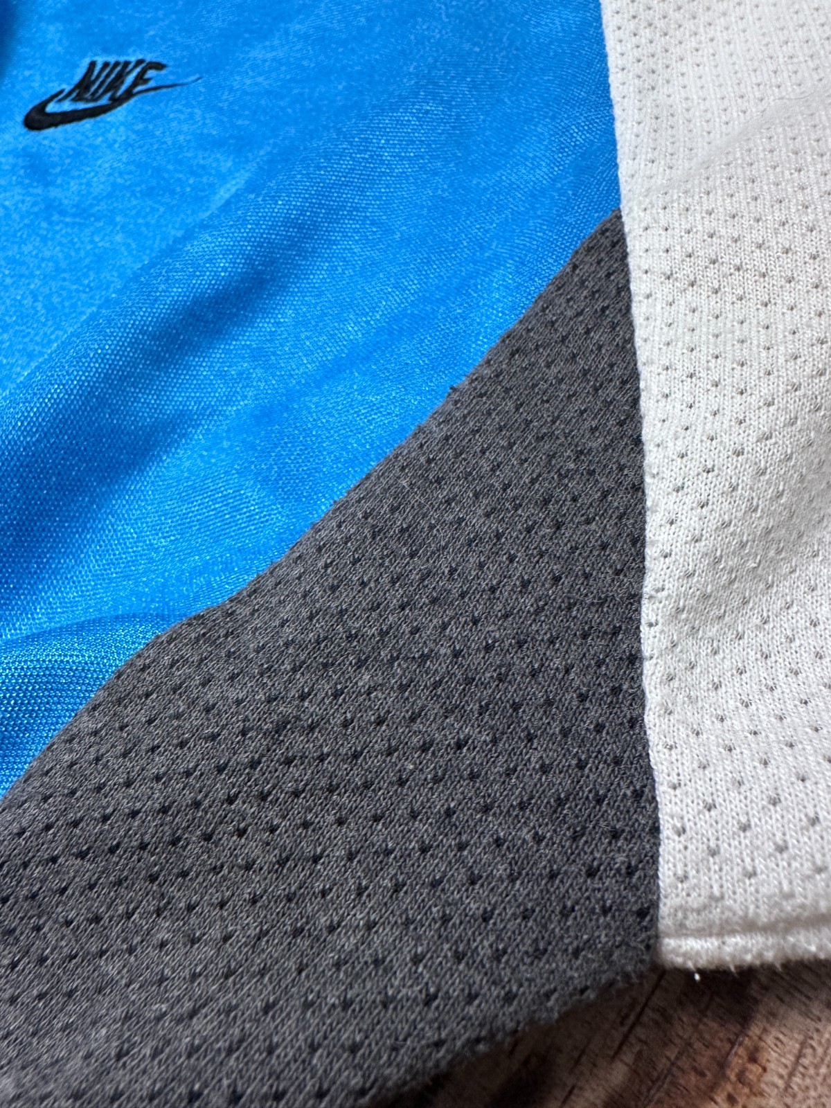 Vintage Nike Cycling Jersey Grey Tag Blue Spell Out Mesh 1/4 Zip XL 90s
