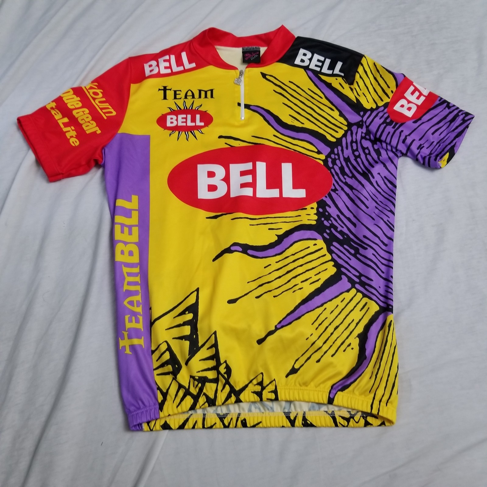 Vintage Giordana Cycling Jersey Mens XL Team Bell Racing Race 1/4 Zip Pro