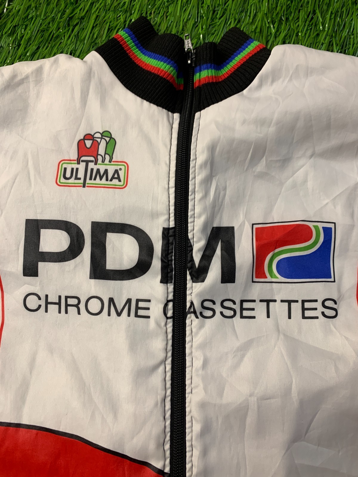 VINTAGE VTG RETRO 80’S ZIP BIKE CYCLING JACKET PDM TEAM ULTIMA ORIGINAL SIZE XL