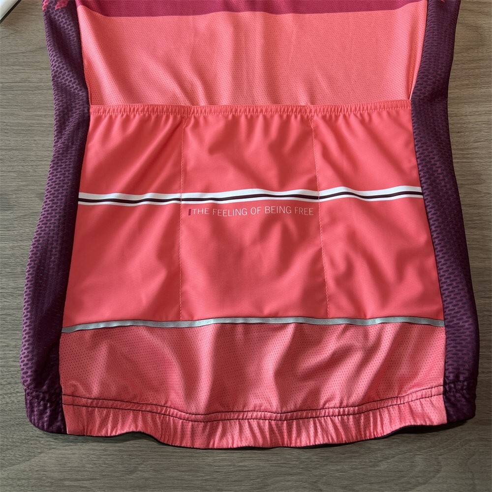 PRENDI Women Cycling Jersey Short Sleeve Laser Cut Summer Bike Clothing Pink