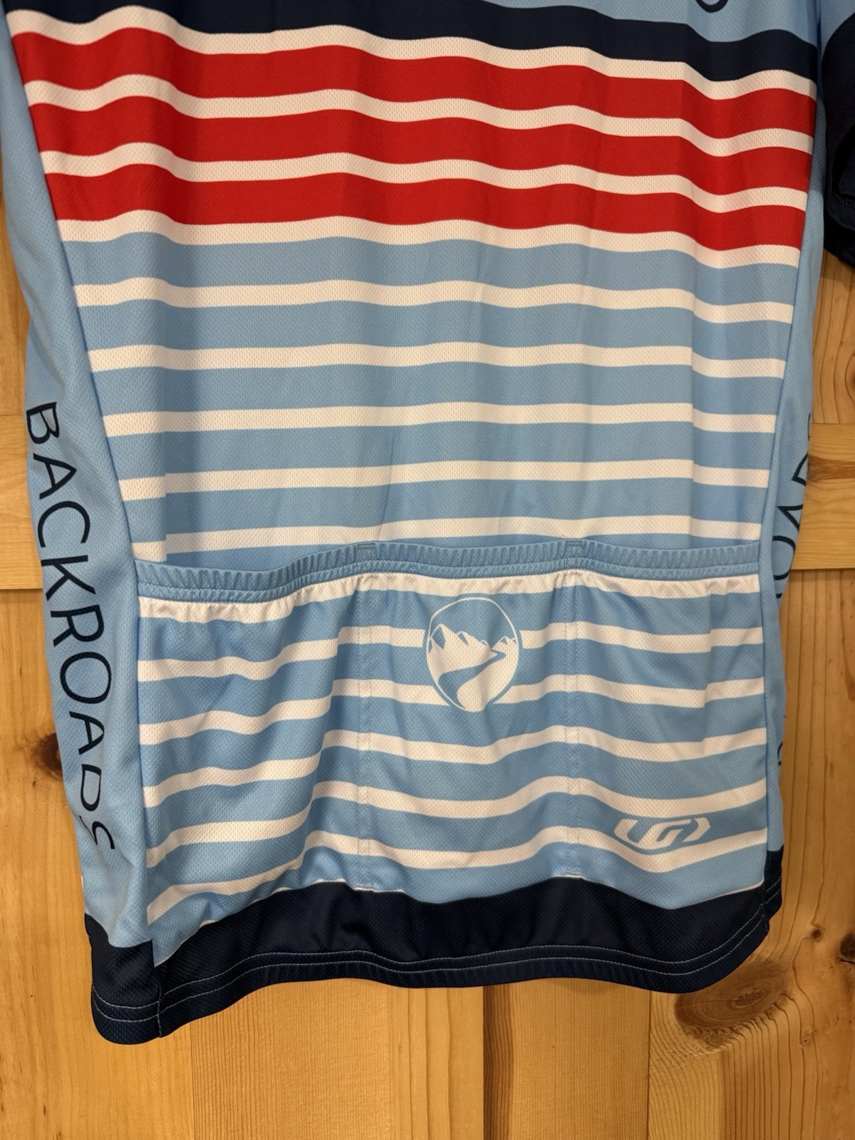 Mens Louis Garneau Bicycle Cycling Shirt Large Blue Compression Fit Full Zip