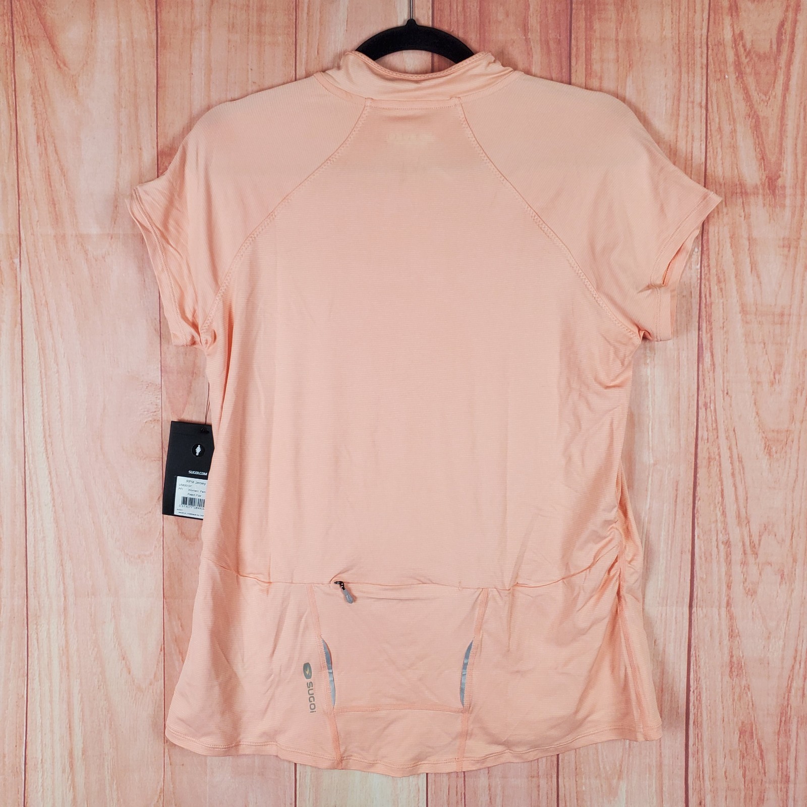 Sugoi RPM Cycling Jersey Womens Large Peach Fizz Stretch Slim Fit Quarter Zip