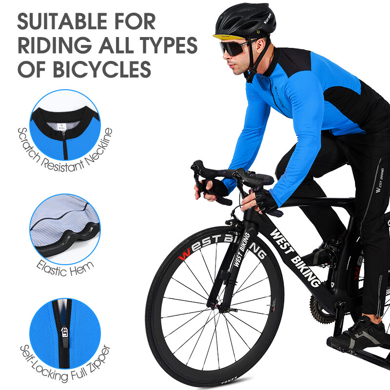WEST BIKING Men Pro Cycling Jersey Long Sleeve Breathable Sports Coat Jacket