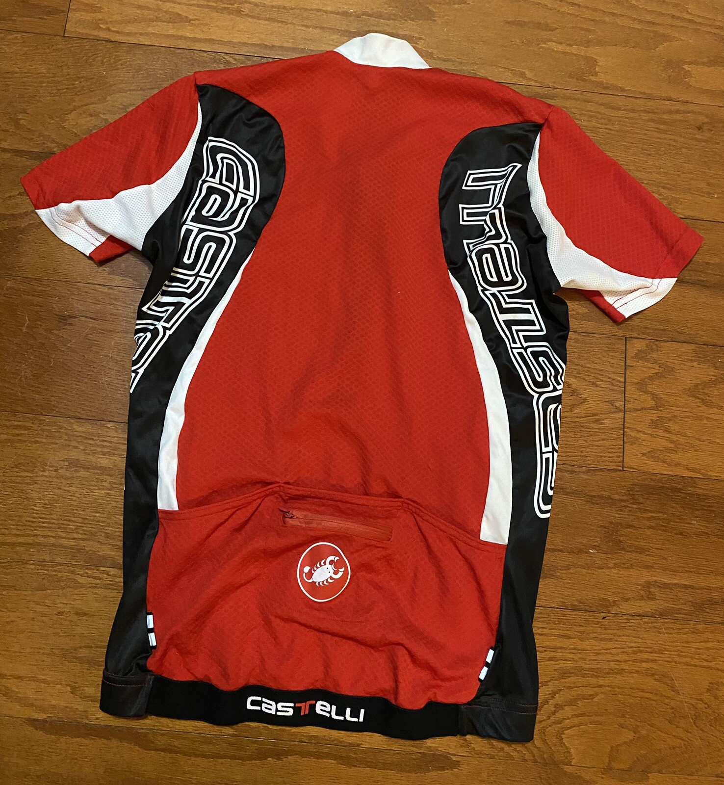 Castelli Cycling Jersey Shirt Adult Large Red 100% Polyester Pockets Italy