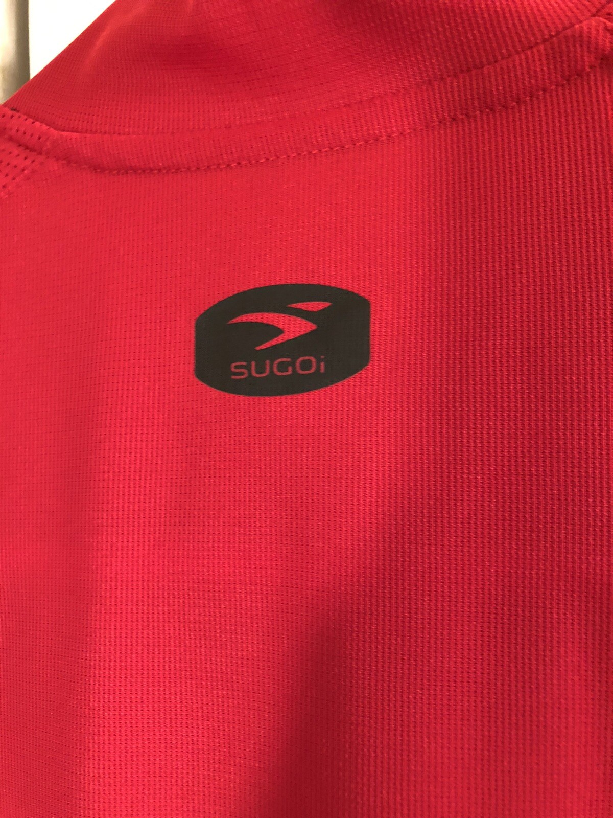Sugoi Cycling Jersey Red Short Sleeve 3/4 Zip Shirt Large
