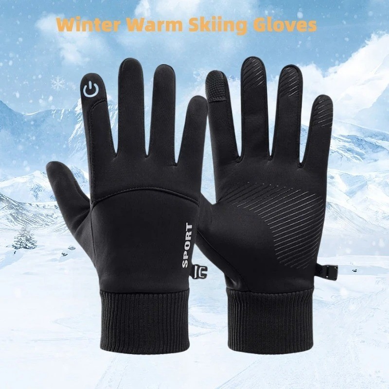 Black Winter Warm Full Fingers WaterproofCycling Outdoor Sports RunningMotorcyle