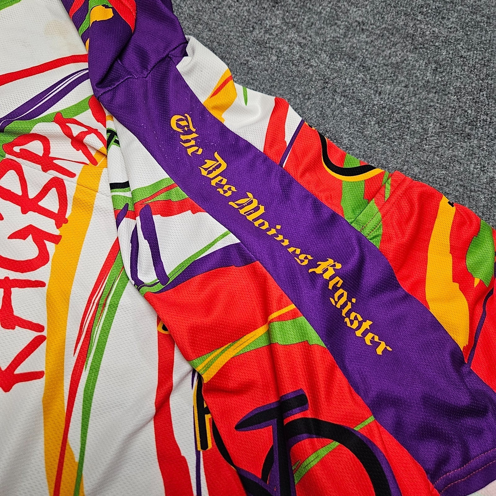 Vintage RAGBRAI XXII Cycling Jersey Mens L White Multicolor USA Made 90s Bike