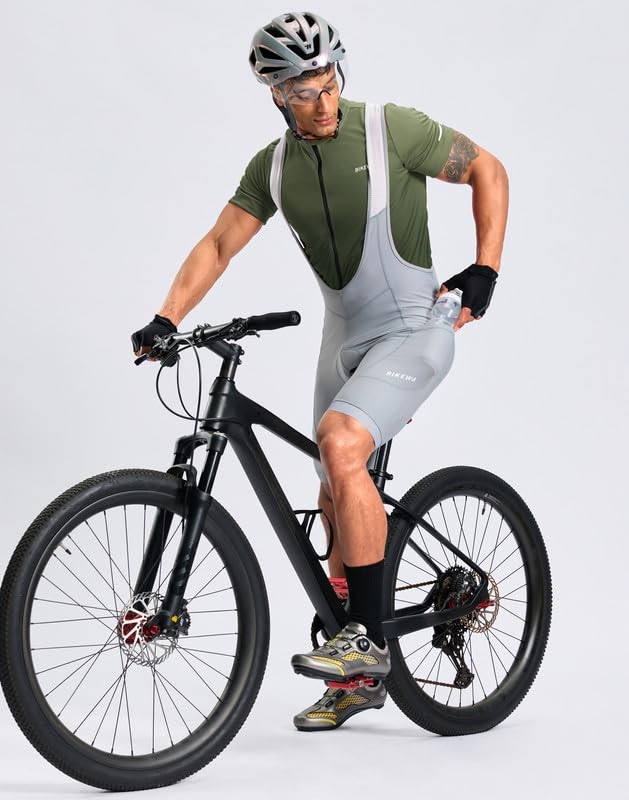Men’s Cycling Jersey Full Zip 3+1 Rear Zipper Pockets Short Sleeve UPF50+ Bik…