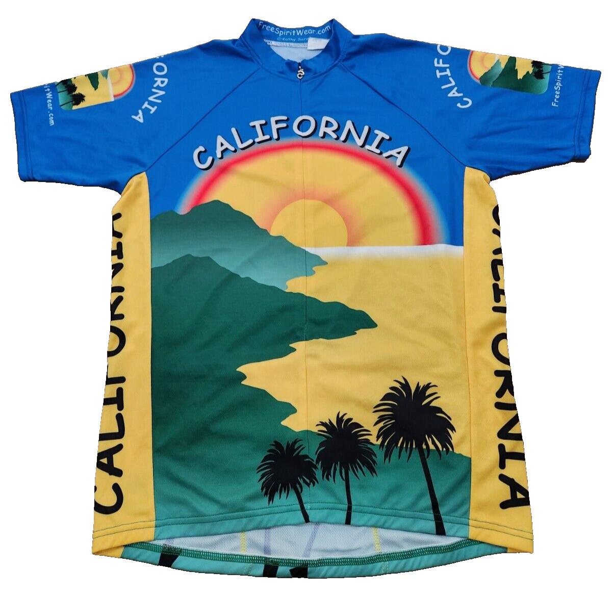 CALIFORNIA Cycling Jersey Free Spirit Wear By Kathy Sarns Champion Sys Men’s L
