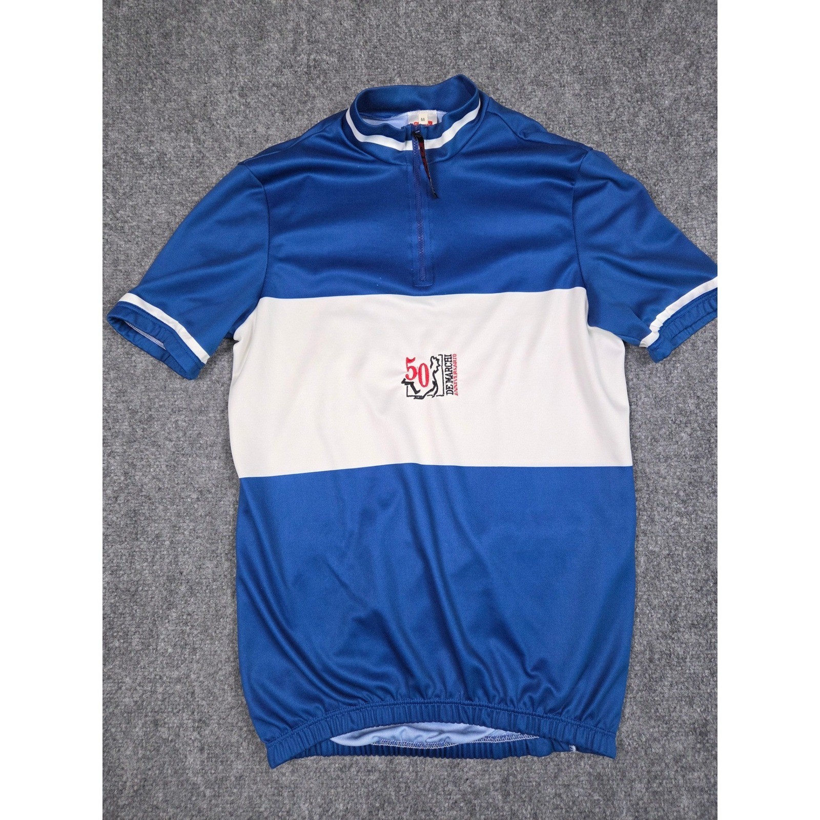 De Marchi Cycling Jersey Mens Medium 1/4 Zip Blue 50th Anniversary Made in Italy