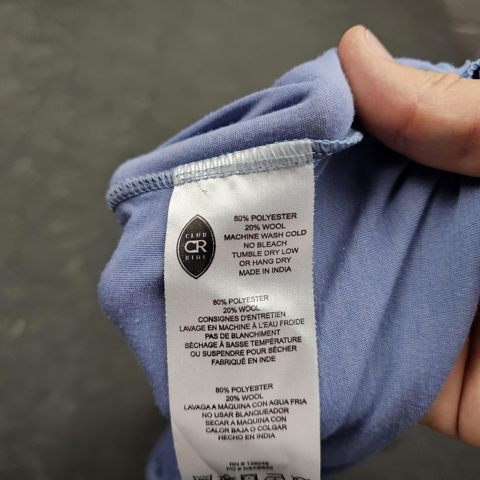 Club Ride Henley Shirt Mens XL Blue Wool Blend Pocket Cycling Tee Lightweight