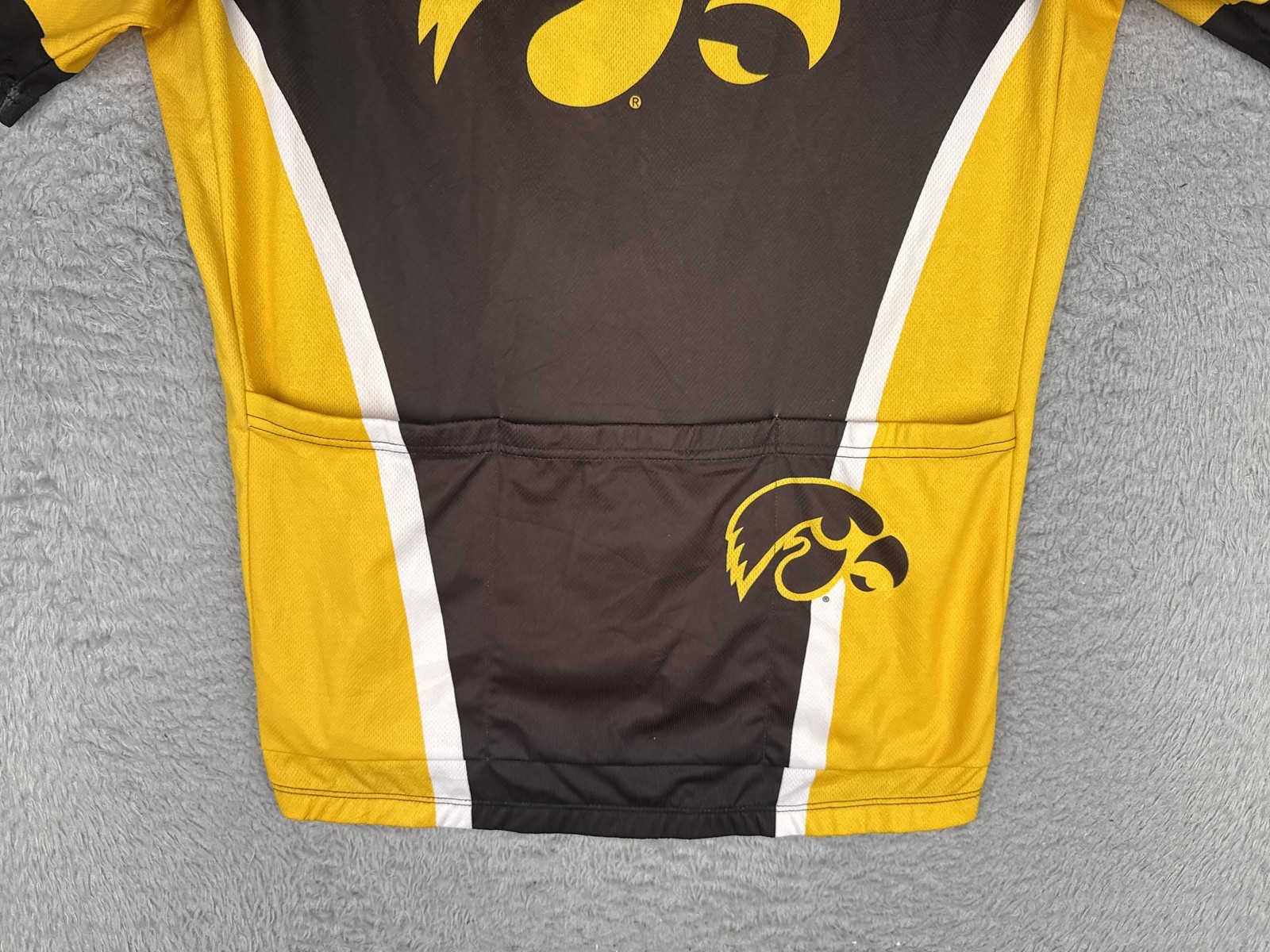 Hincapie Cycling Jersey Mens Medium Multicolor Iowa Hawkeyes 1/2 Zip Pockets Top