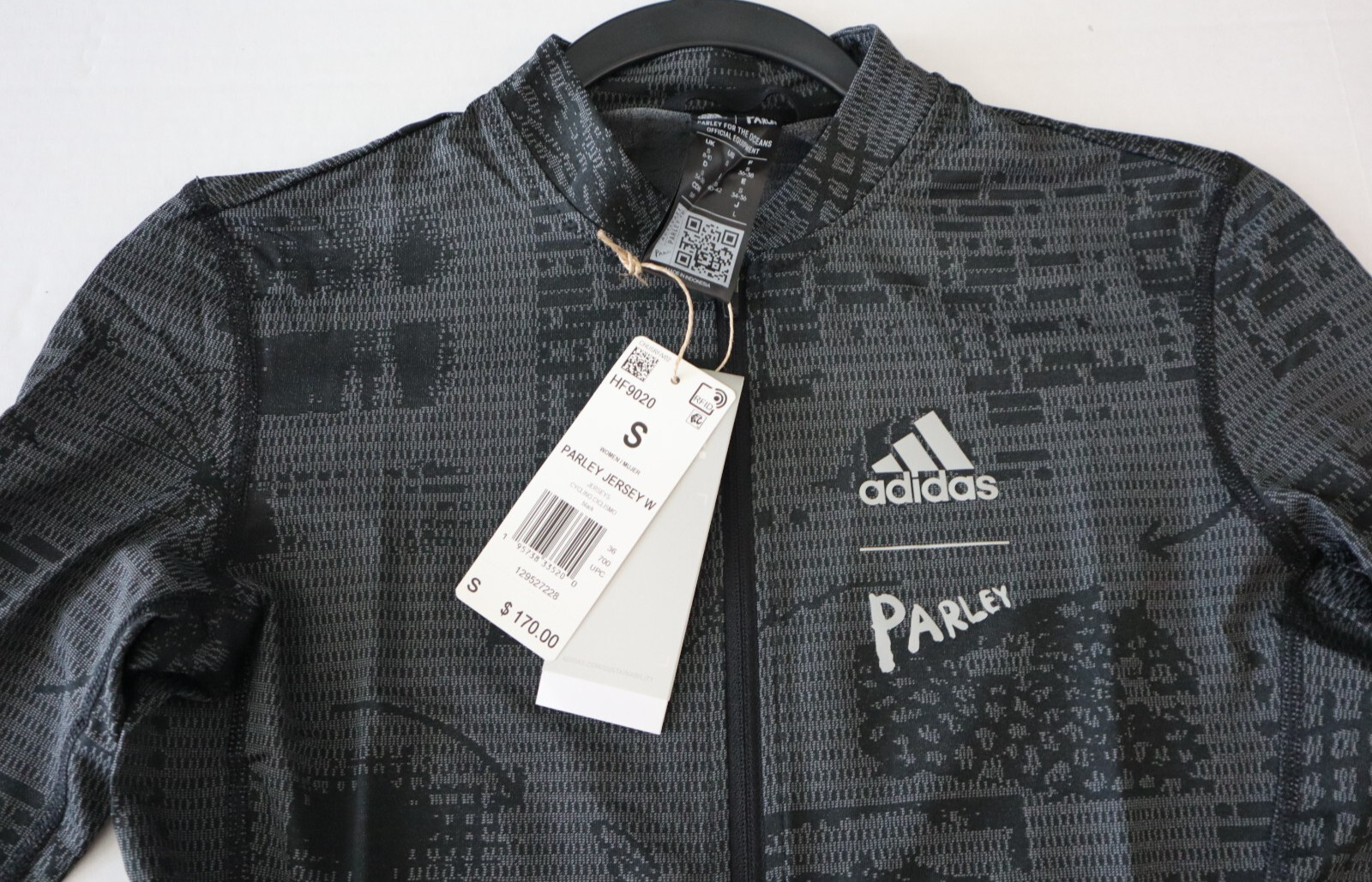 Adidas HF9020 Women Sz S Black Parley Full Zip Short Sleeve Cycling Jersey $170