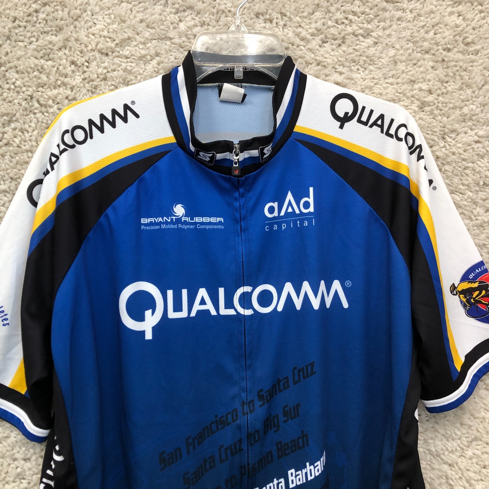 Squadra Qualcomm Cycling Jersey XXXL Adult Blue Relaxed Fit Full Zip Mens 3XL