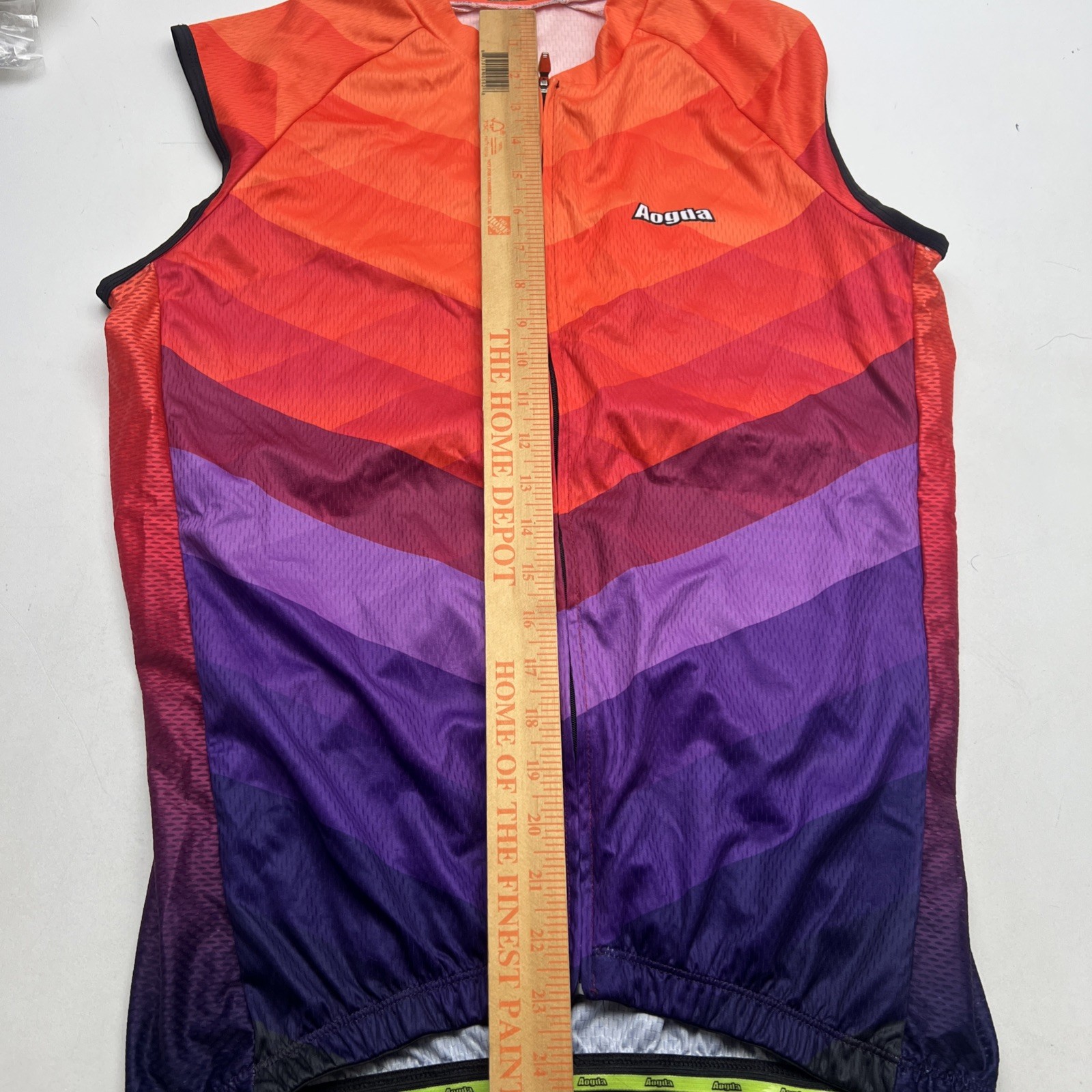 Aogda Cycling Wind Vest XL Orange Purple Full Zip Sleeveless Bike Jersey N
