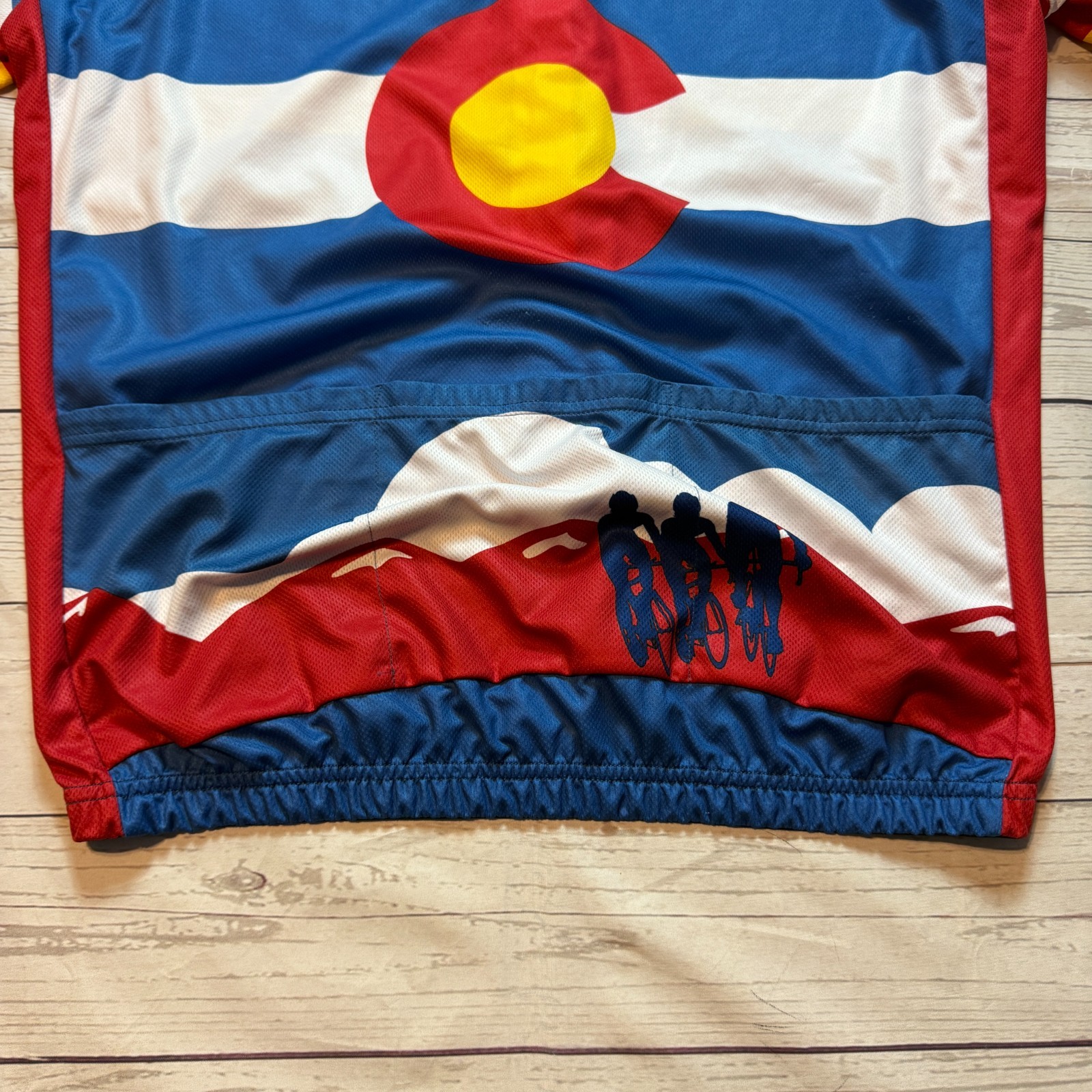 Ride the Rockies Colorado Cycling Jersey Shirt Blue Red by Hincapie Men’s Size L