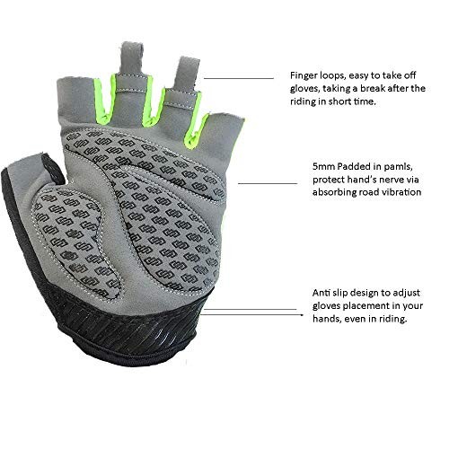 VEBE Men & Women Cycling Gloves Mountain Bike Gloves – Breathable Small Green