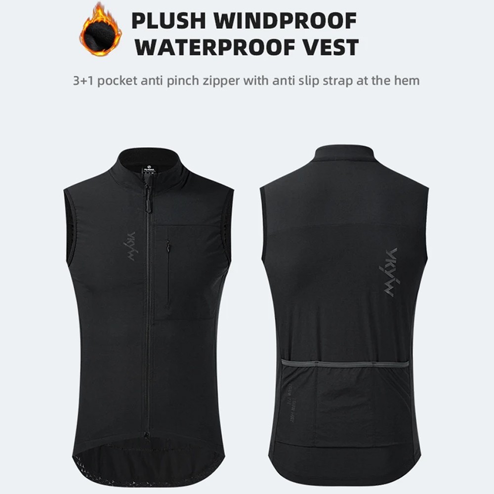 YKYWBIKE Mens Windproof Cycling Vest Thermal MTB Bike Gilet Sleeveless Jacket