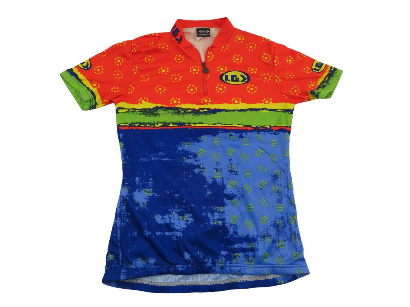 Vtg Louis Garneau Race Half Zip Pro Cycling Bike Jersey Womens Medium Road MTB