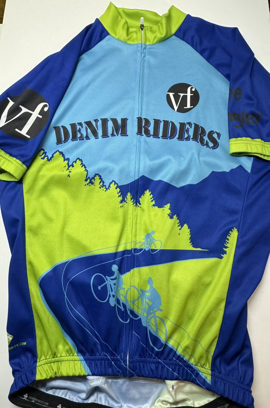 Mens Peak 1 Sports Lee Wrangler Denim Riders full Zip Cycling Jersey~Size:Sm VGC