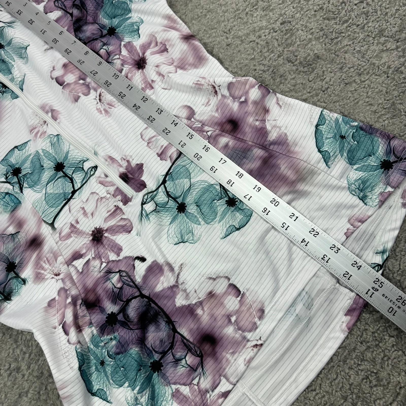 Shebeest Womens Floral Cycling Jersey White Purple Teal Short Sleeve Half Zip M
