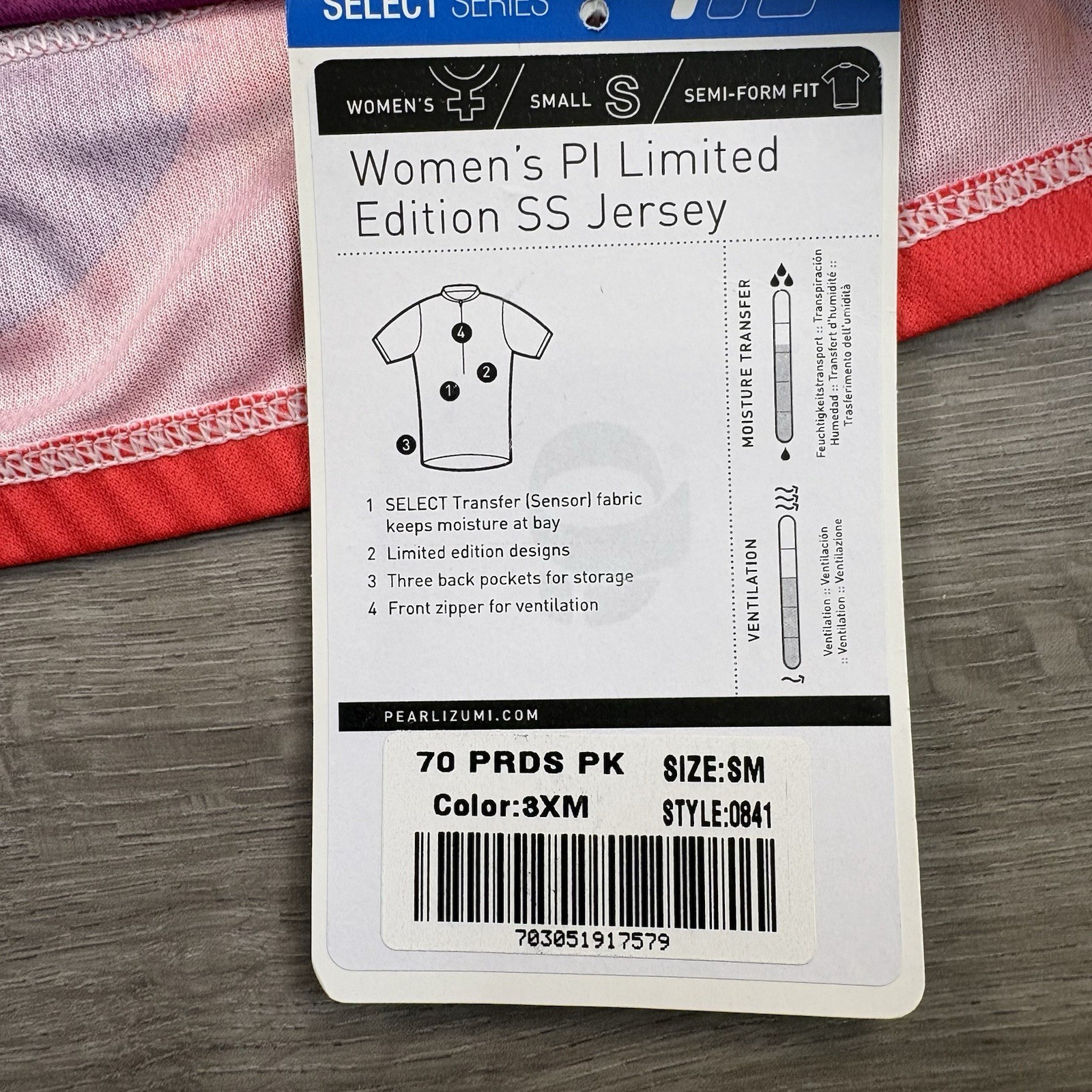 IP Pearl Izumi Womens Small Limited Select Series Bicycle Jersey Back Pocket
