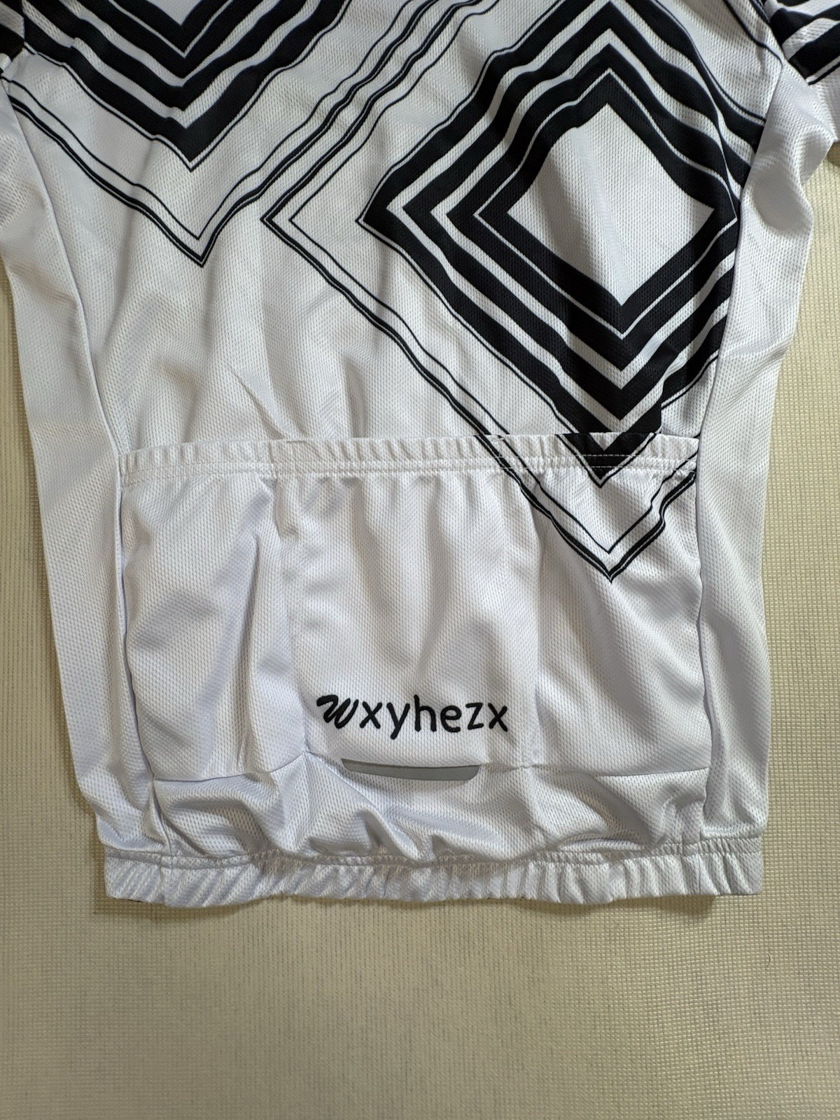 Wxyhezx Cycling Jersey Black White Size Medium Full Zipper Geometric Shapes