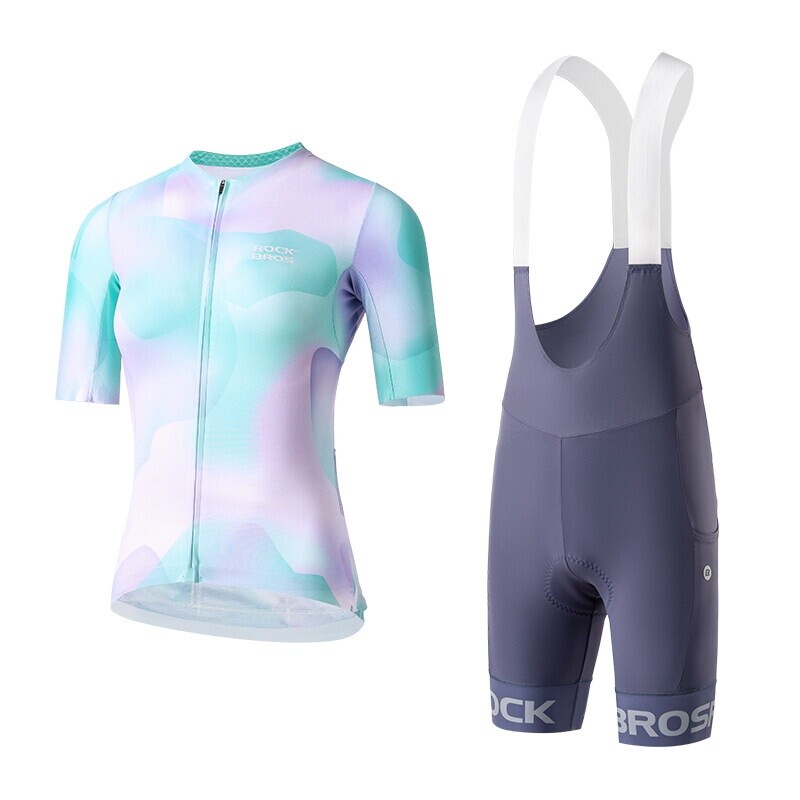 ROCKBROS Cycling Jersey Set Women’s Short Sleeve Sun Protection Bike Bib Shorts