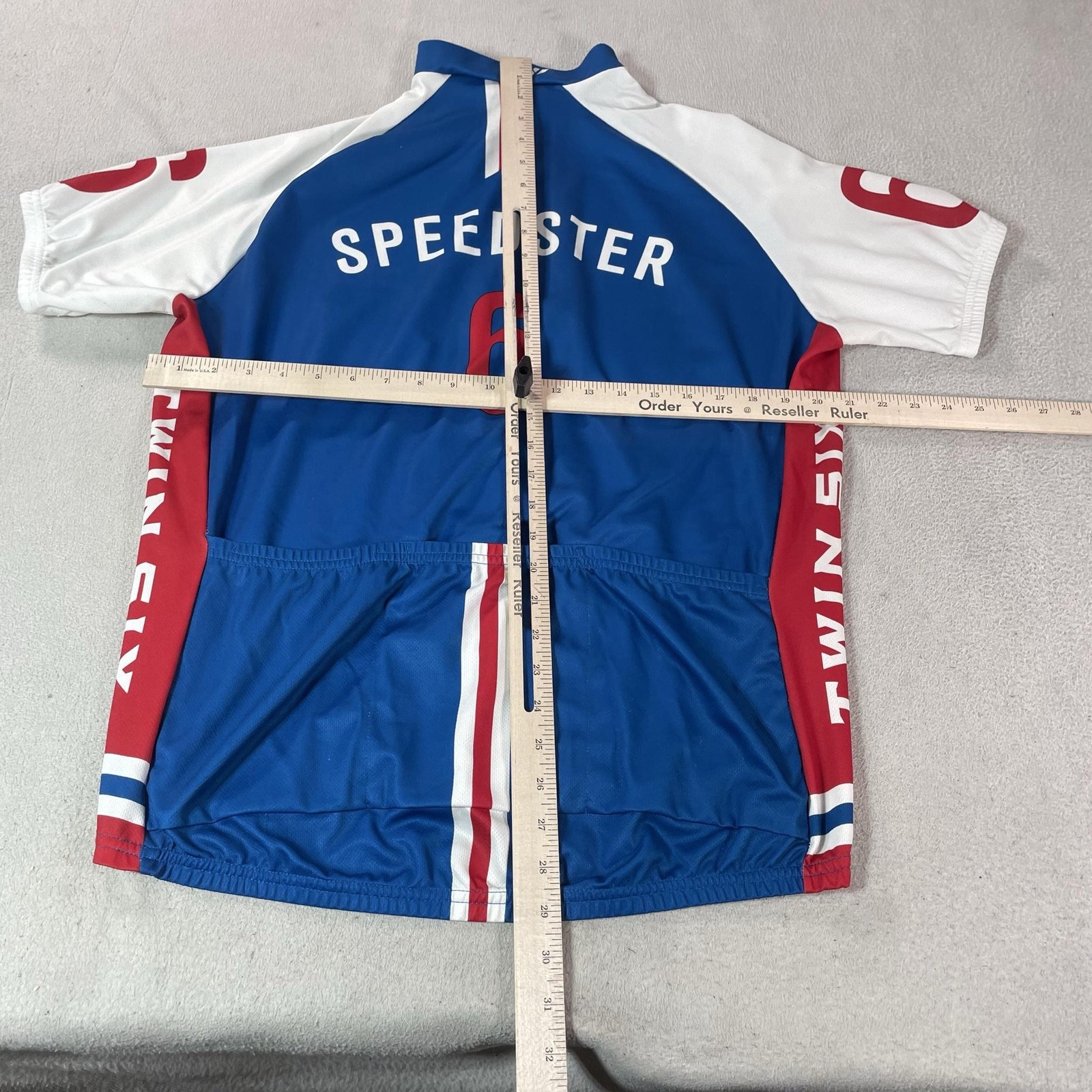 Twin Six Cycling Jersey Mens 2XL Blue Red Speedster Full Zip Bike Shirt Pockets