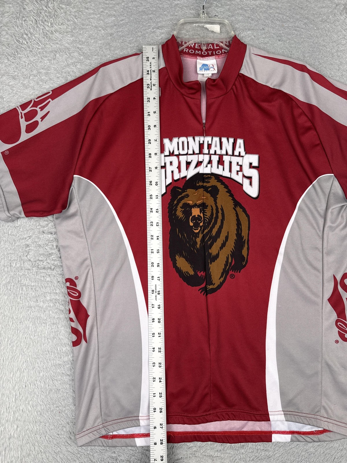 Adrenaline Promotions Cycling Jersey Mens 2XL Red Montana Grizzlies 1/4 Zip