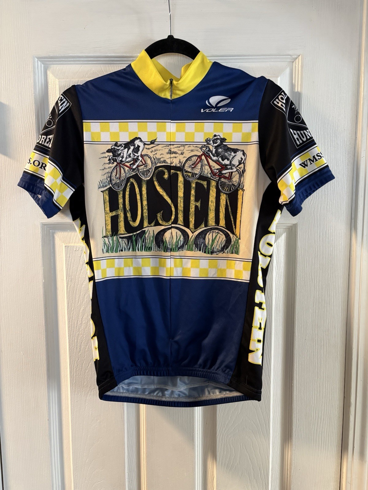 VOLER BIKING SHIRT M Holstein Whimsical Cows Race Set-in “Share The Road “ Top